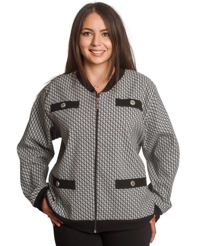 Στιλάτη ζακέτα με γεωμετρικό σχέδιο σε μεγάλα μεγέθη