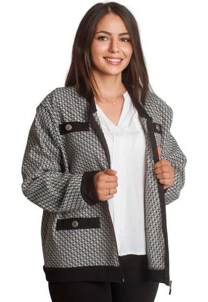 Στιλάτη ζακέτα με γεωμετρικό σχέδιο σε μεγάλα μεγέθη