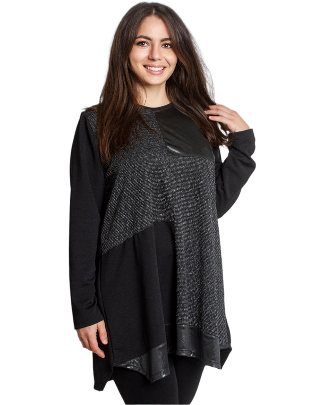 Μακριά Τουνίκ με Οικολογικό Δέρμα και Ασημένιες Λεπτομέρειες