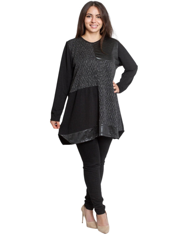 Μακριά Τουνίκ με Οικολογικό Δέρμα και Ασημένιες Λεπτομέρειες