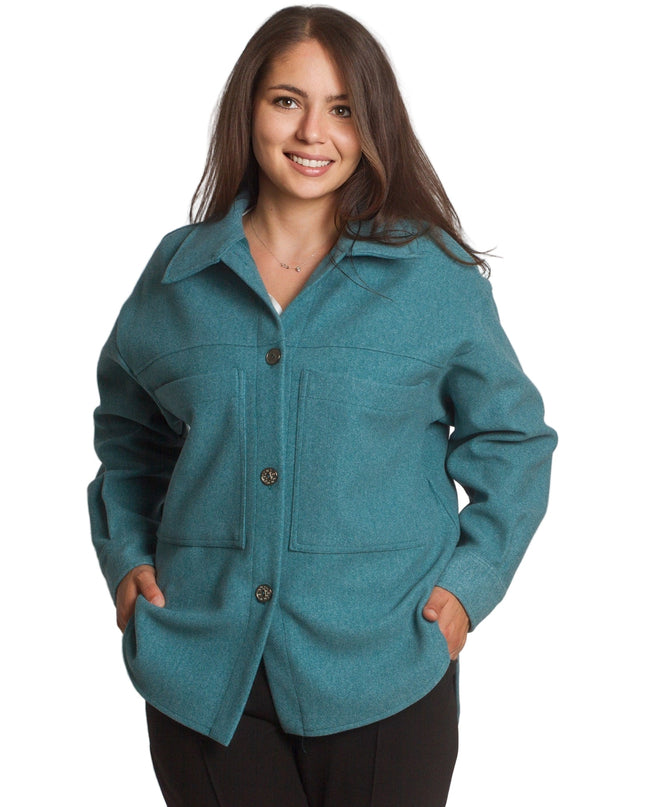 Στιλάτη γυναικεία ζακέτα πετρόλ σε μεγάλα μεγέθη