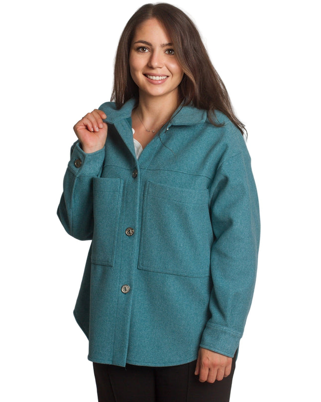 Στιλάτη γυναικεία ζακέτα πετρόλ σε μεγάλα μεγέθη