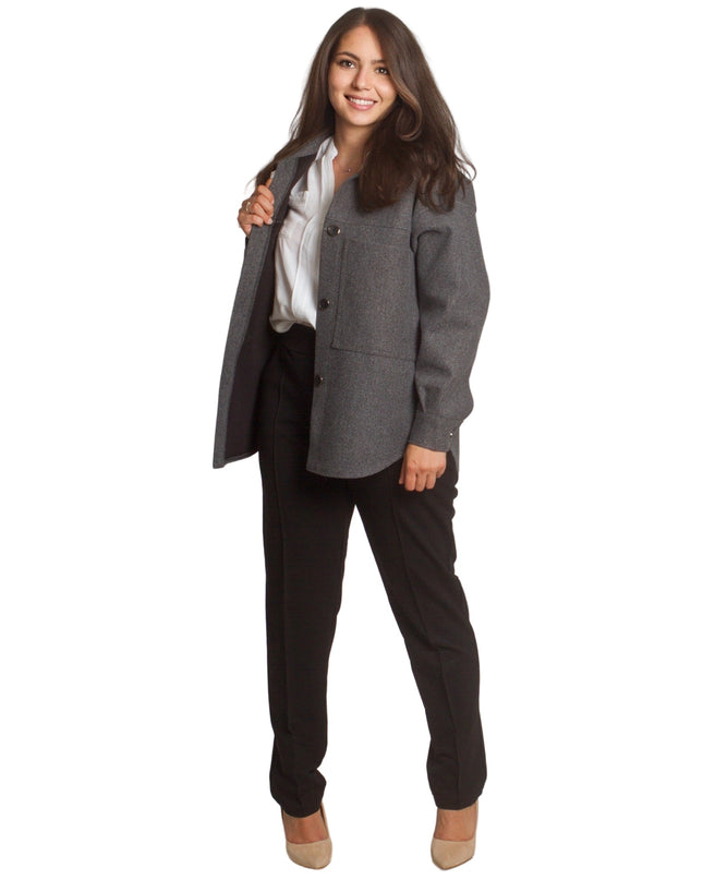 Σκούρο γκρι σακάκι σε μεγάλα μεγέθη με τσέπες