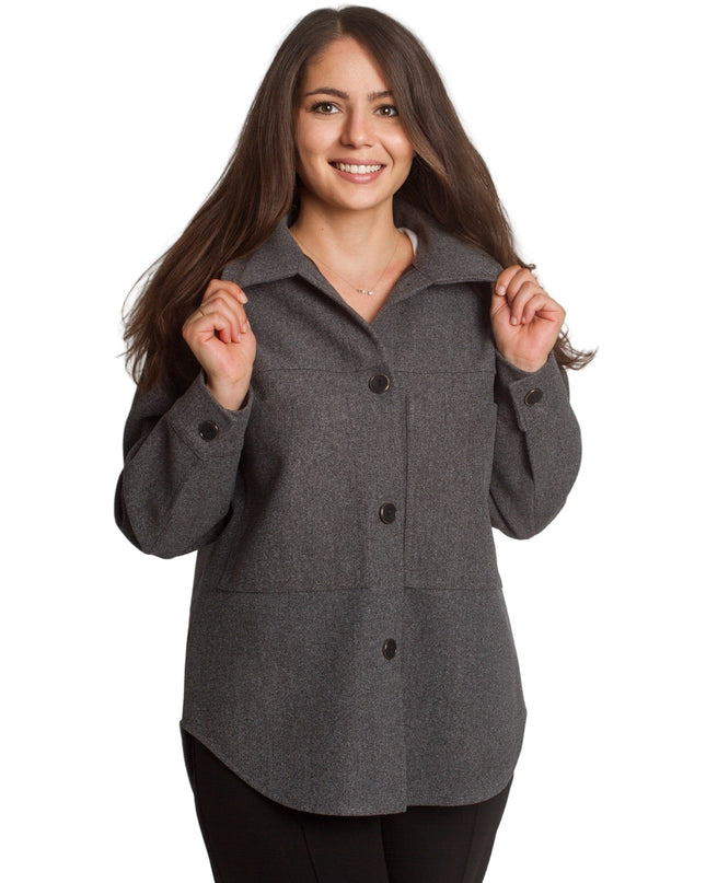 Σκούρο γκρι σακάκι σε μεγάλα μεγέθη με τσέπες