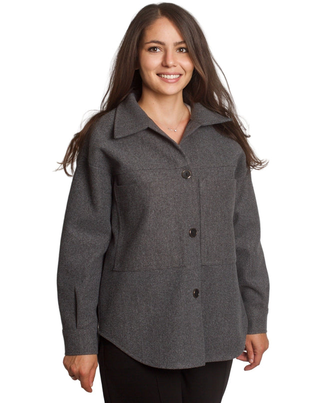 Σκούρο γκρι σακάκι σε μεγάλα μεγέθη με τσέπες