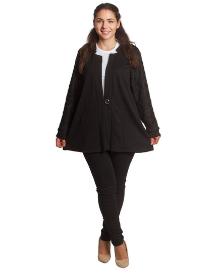 Κομψό μαύρο σακάκι με δαντελένα μανίκια