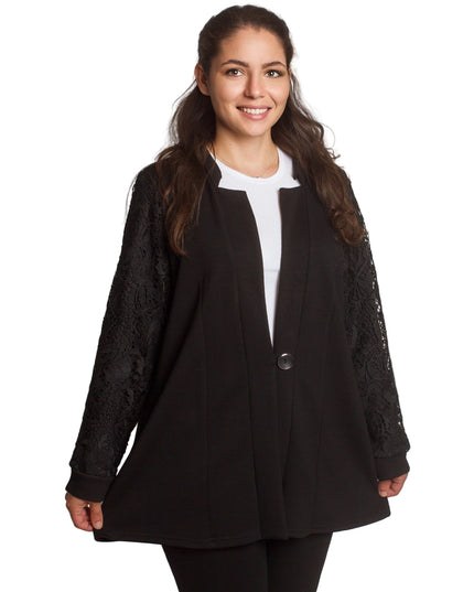 Κομψό μαύρο σακάκι με δαντελένα μανίκια