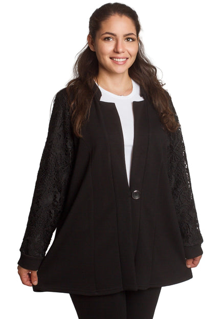 Κομψό μαύρο σακάκι με δαντελένα μανίκια