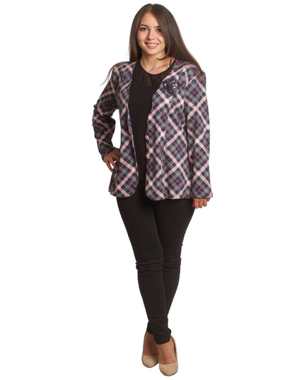 Κομψό σακάκι σε καρό μοτίβο και μεγάλα μεγέθη