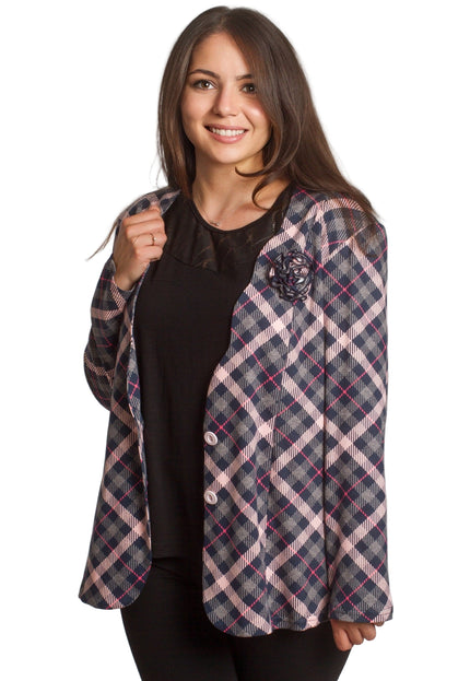 Κομψό σακάκι σε καρό μοτίβο και μεγάλα μεγέθη