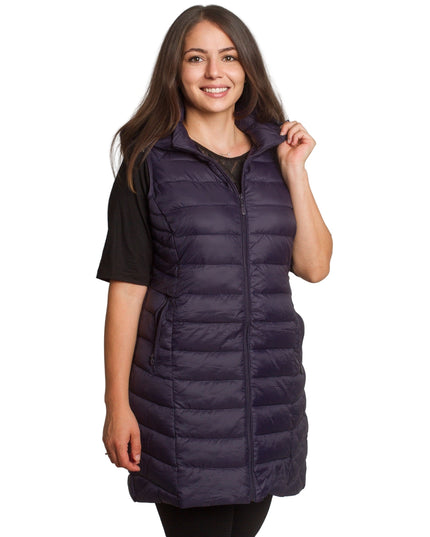 Μακρύ σκούρο μπλε γιλέκο σε ίσια γραμμή για μεγάλα μεγέθη