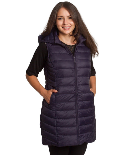 Μακρύ σκούρο μπλε γιλέκο σε ίσια γραμμή για μεγάλα μεγέθη