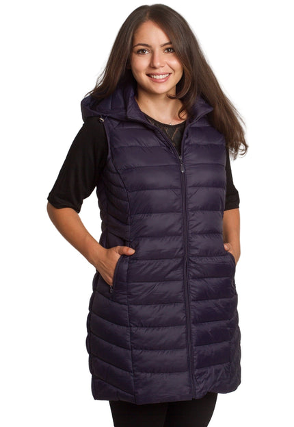 Μακρύ σκούρο μπλε γιλέκο σε ίσια γραμμή για μεγάλα μεγέθη