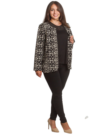 Κομψό σακάκι με γεωμετρικό μοτίβο και τσέπες