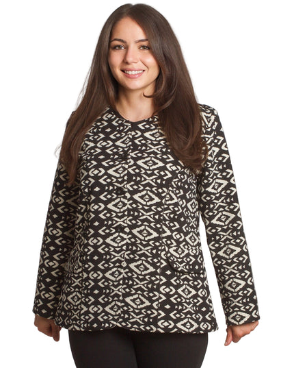 Κομψό σακάκι με γεωμετρικό μοτίβο και τσέπες