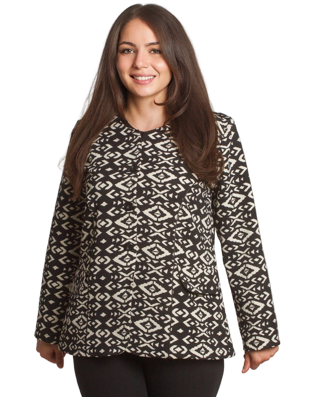 Κομψό σακάκι με γεωμετρικό μοτίβο και τσέπες