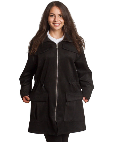 Μακρυά παλτοζακέτα με κορδόνι στη μέση - μαύρο