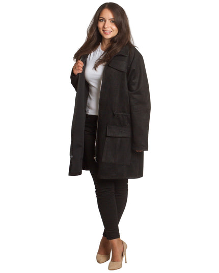 Μακρυά παλτοζακέτα με κορδόνι στη μέση - μαύρο