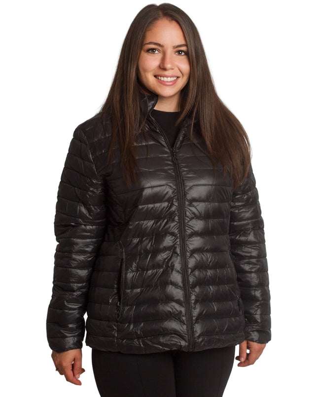 Γυναικείο μαύρο μπουφάν με κουκούλα και μεγέθη plus