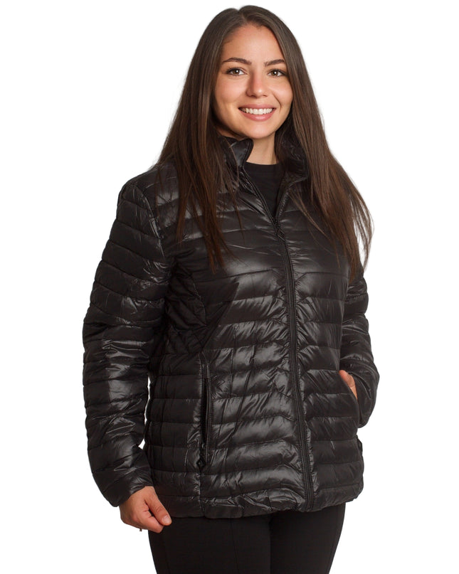 Γυναικείο μαύρο μπουφάν με κουκούλα και μεγέθη plus