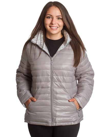 Διπλής όψης γυναικείο γκρι μπουφάν με κουκούλα