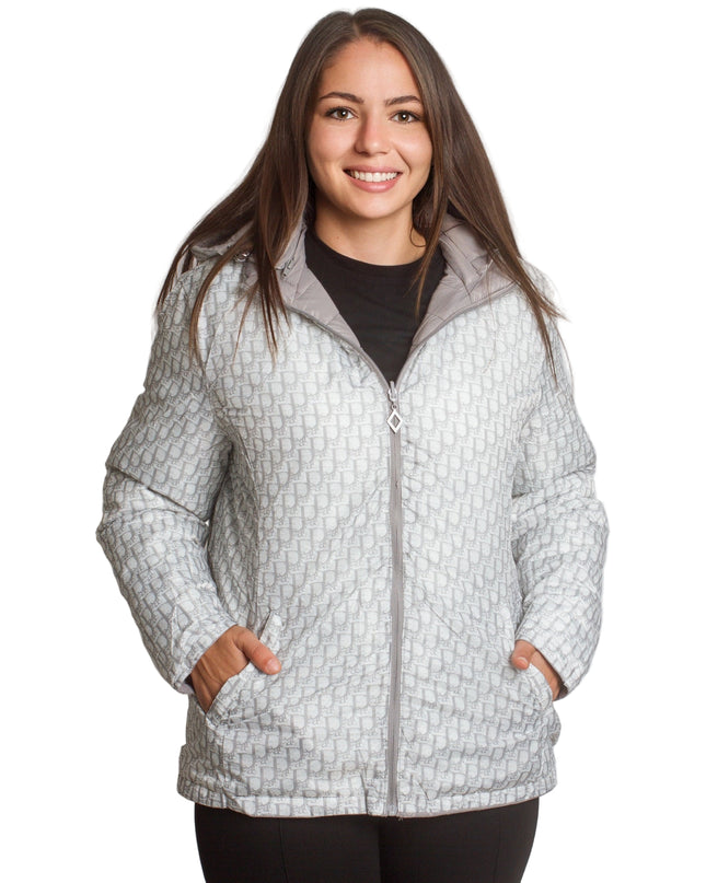 Διπλής όψης γυναικείο γκρι μπουφάν με κουκούλα