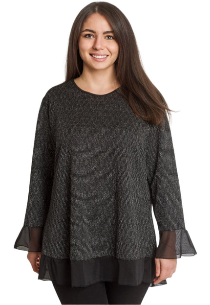 3XL 4XL Γυναικεία Τουνίκ με Τούλι σε Μαύρο