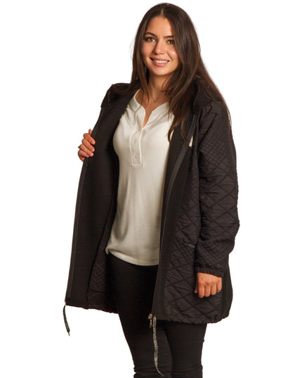 Μαύρο γυναικείο μπουφάν με φερμουάρ σε μεγάλα μεγέθη