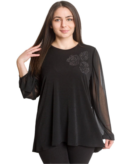 Επίσημη  Τουνίκ με Λουλούδια και Σιφόν Μανίκια