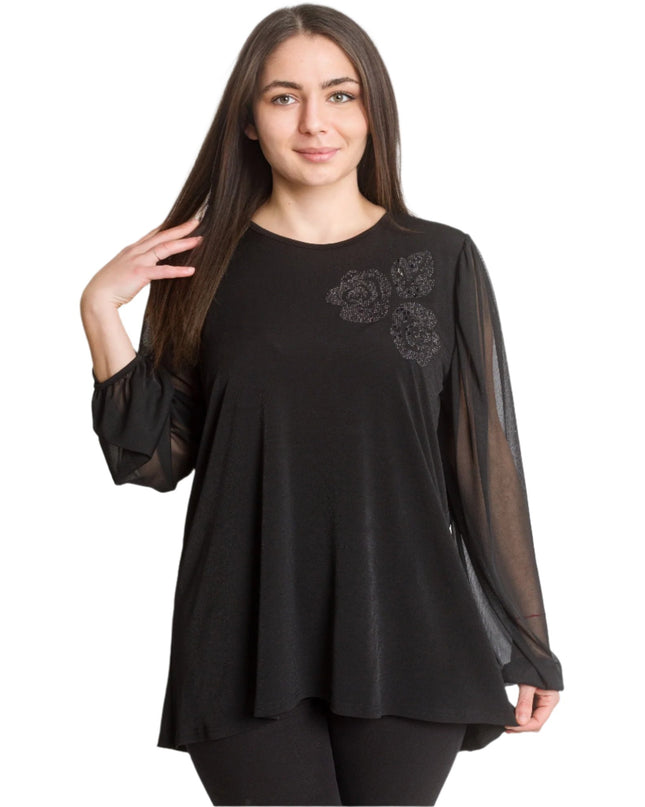 Επίσημη  Τουνίκ με Λουλούδια και Σιφόν Μανίκια