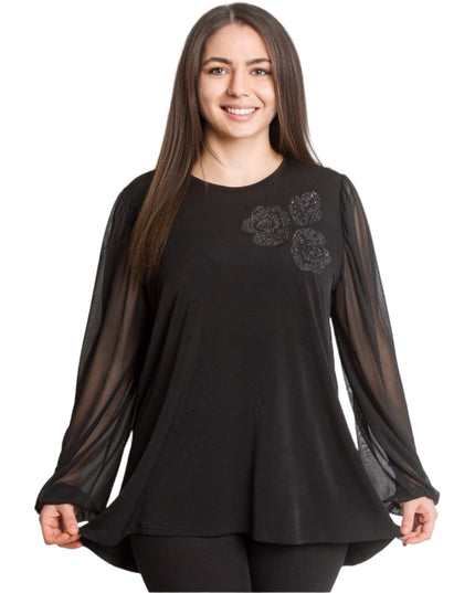 Επίσημη  Τουνίκ με Λουλούδια και Σιφόν Μανίκια