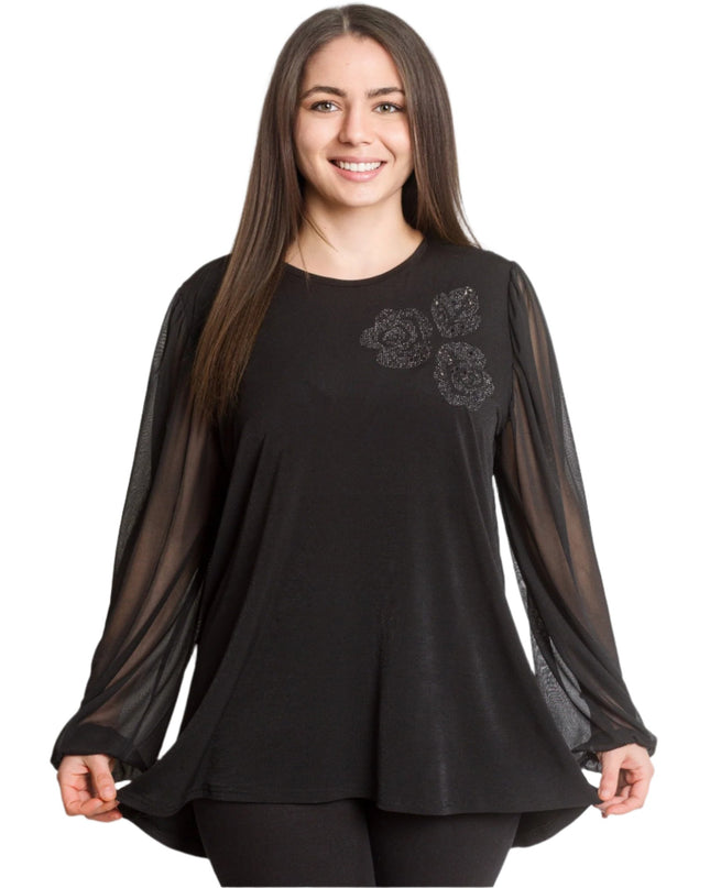 Επίσημη  Τουνίκ με Λουλούδια και Σιφόν Μανίκια