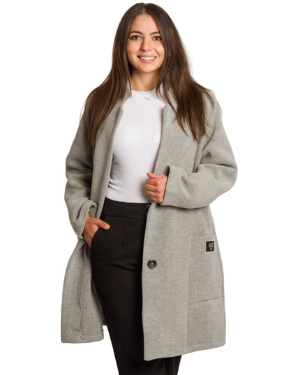 Ελαφρύ γκρι παλτό σε μεγάλα μεγέθη με εβαζέ γραμμή