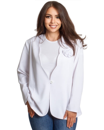 Λευκό επίσημο σακάκι με μακρύ μανίκι σε μεγάλα μεγέθη