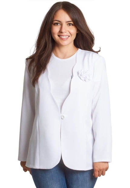 Λευκό επίσημο σακάκι με μακρύ μανίκι σε μεγάλα μεγέθη