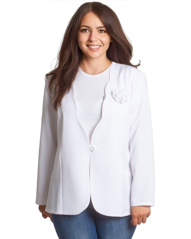 Λευκό επίσημο σακάκι με μακρύ μανίκι σε μεγάλα μεγέθη