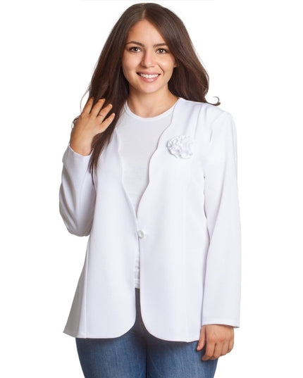 Λευκό επίσημο σακάκι με μακρύ μανίκι σε μεγάλα μεγέθη