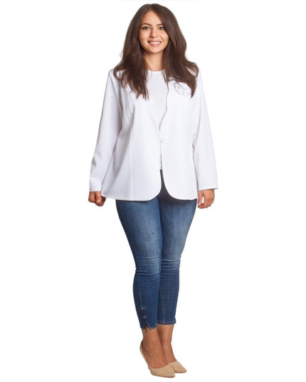 Λευκό επίσημο σακάκι με μακρύ μανίκι σε μεγάλα μεγέθη