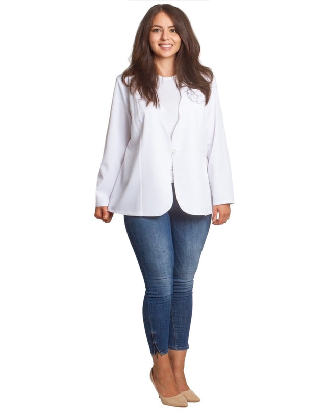 Λευκό επίσημο σακάκι με μακρύ μανίκι σε μεγάλα μεγέθη