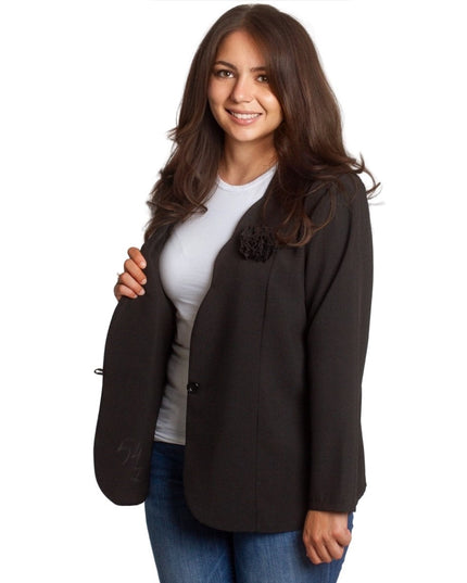 Μαύρο επίσημο σακάκι με μακρύ μανίκι σε μεγάλα μεγέθη