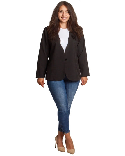 Μαύρο επίσημο σακάκι με μακρύ μανίκι σε μεγάλα μεγέθη