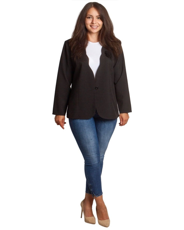 Μαύρο επίσημο σακάκι με μακρύ μανίκι σε μεγάλα μεγέθη