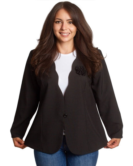 Μαύρο επίσημο σακάκι με μακρύ μανίκι σε μεγάλα μεγέθη