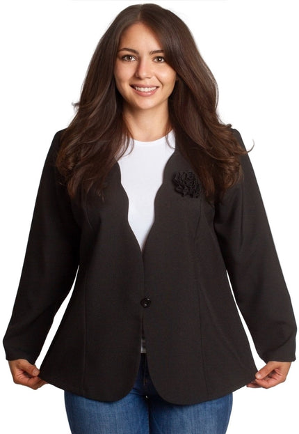 Μαύρο επίσημο σακάκι με μακρύ μανίκι σε μεγάλα μεγέθη