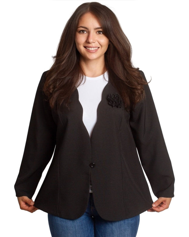 Μαύρο επίσημο σακάκι με μακρύ μανίκι σε μεγάλα μεγέθη