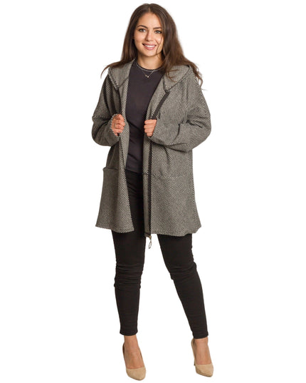 Μάλλινο γυναικείο παλτό σε πτι καρό και άνετη γραμμή