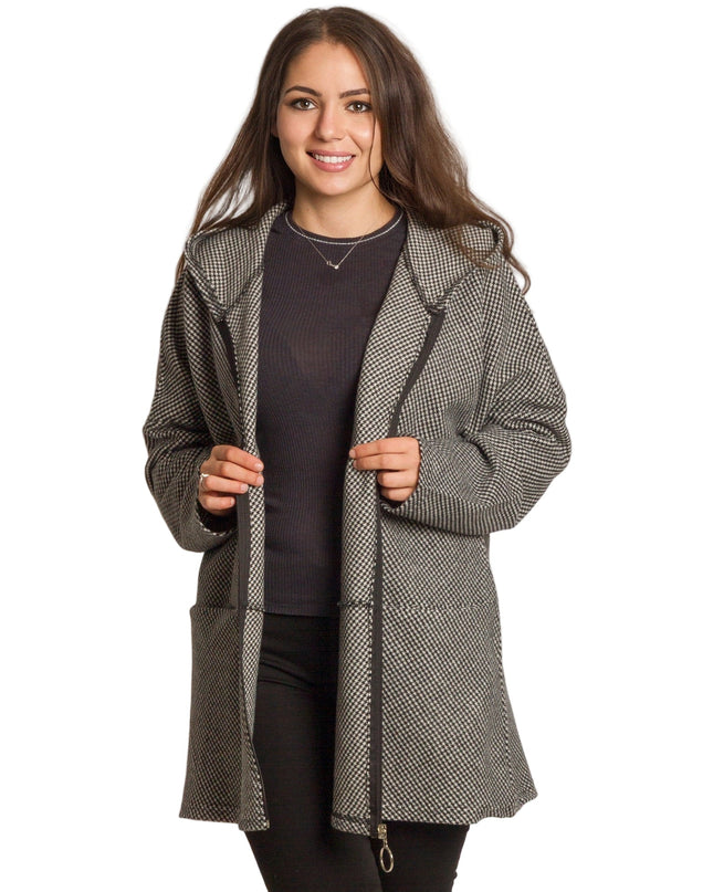 Μάλλινο γυναικείο παλτό σε πτι καρό και άνετη γραμμή