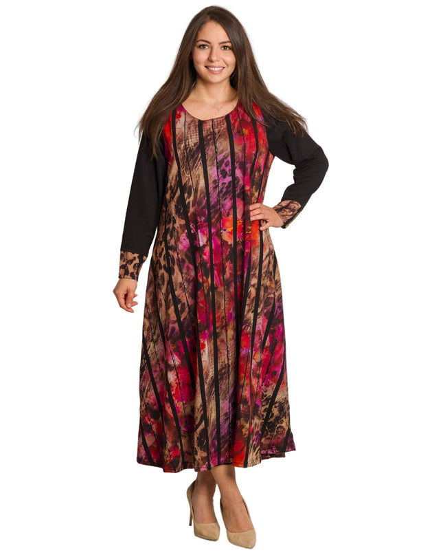 Κομψό φόρεμα με αφηρημένο πολύχρωμο σχέδιο