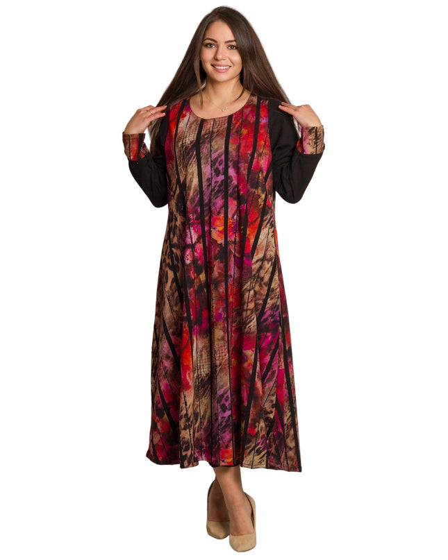 Κομψό φόρεμα με αφηρημένο πολύχρωμο σχέδιο