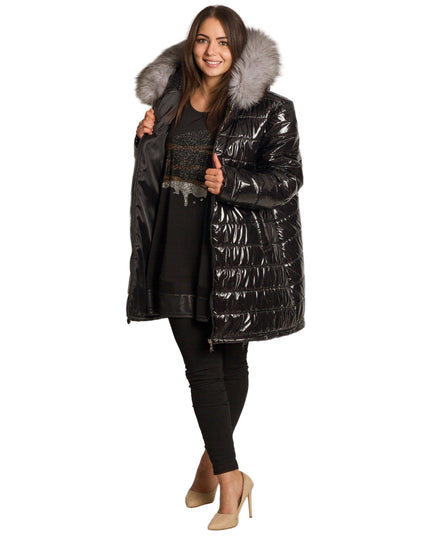 Μπουφάν Μαύρο με φυσικη γούνα-Φθινόπωρο-Χειμώνας